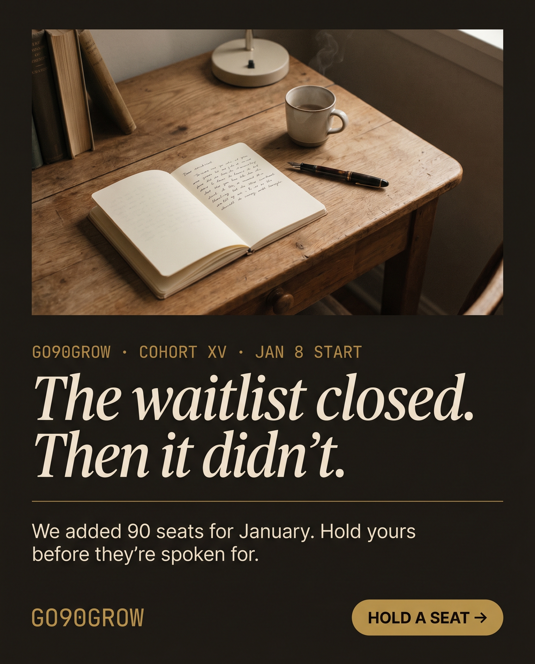 Concept B2 — The waitlist closed. Then it didn't.